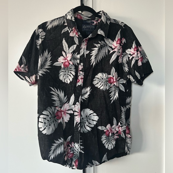 American Rag Other - American Rag Black Short-Sleeve Floral Button-Down Shirt